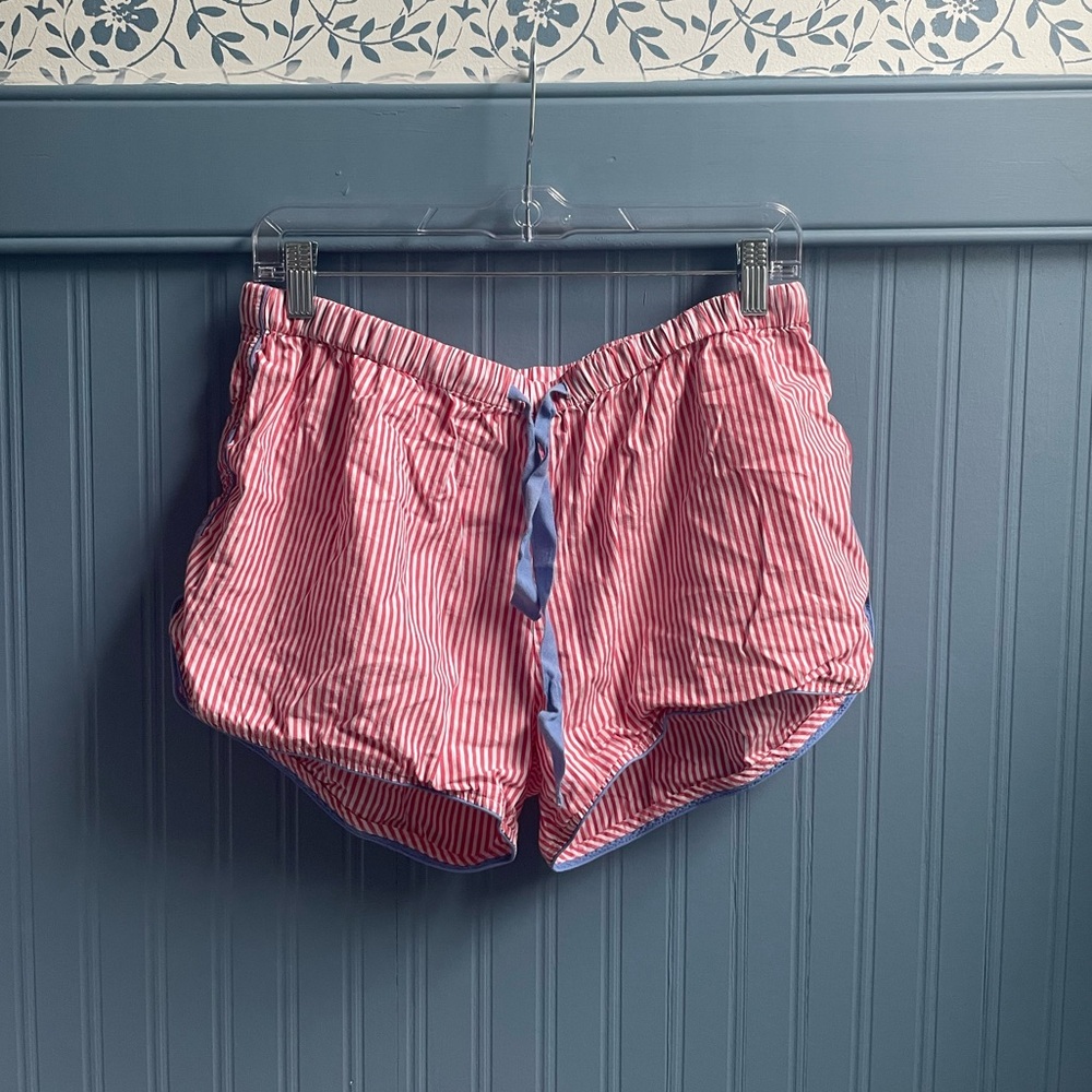 LAKE Pajamas Shorts Only Size S 100% Cotton Blue White and Red Stripes